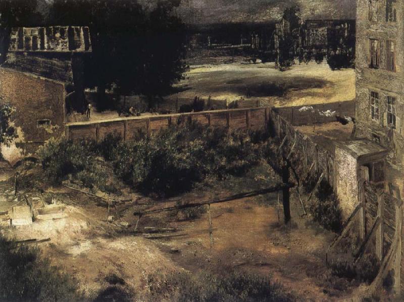 Adolph von Menzel Rear Courtyard and House oil painting picture